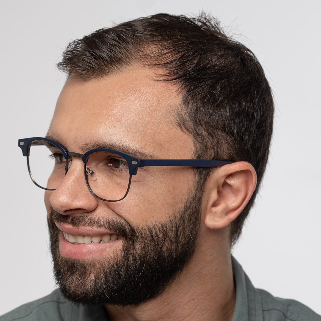 Armação de Óculos Retangular de Grau Masculino ClubMaster Azul Vision