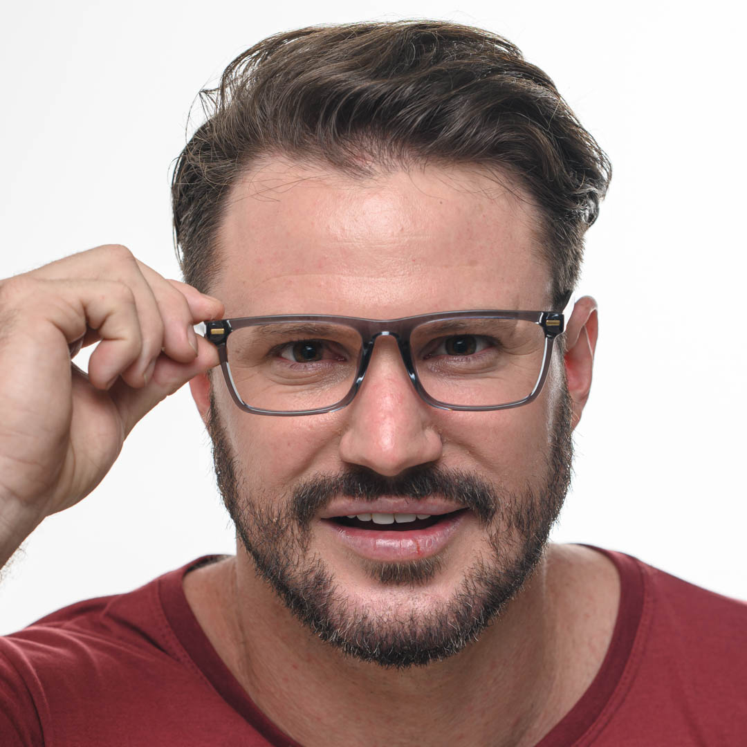 Armação de Óculos Retangular Masculino Cinza Vetro