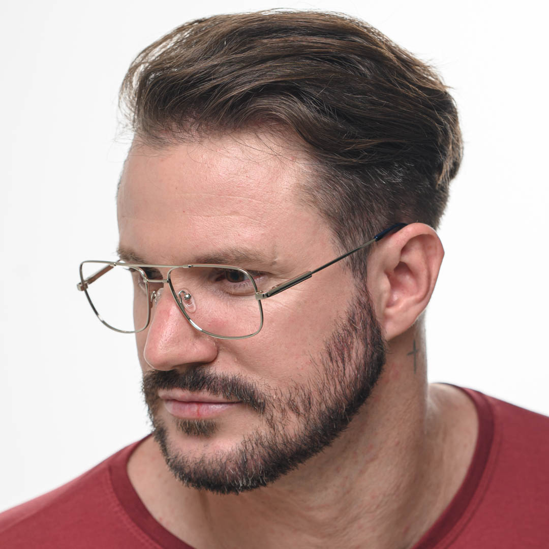Armação de Óculos Aviador Masculino Skye Prata