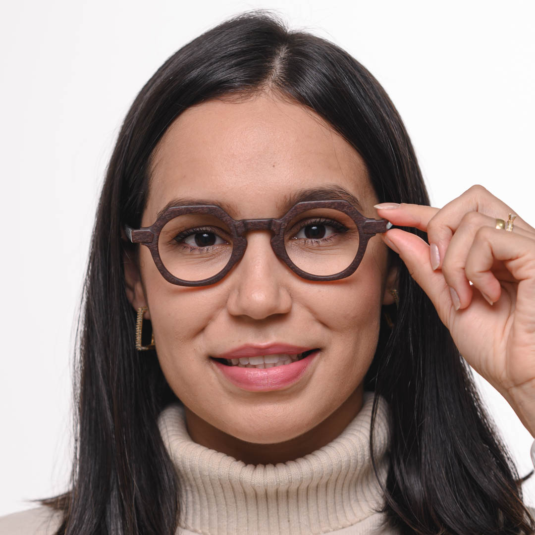 Armação de Óculos Hexagonal Feminino 2190 Marrom