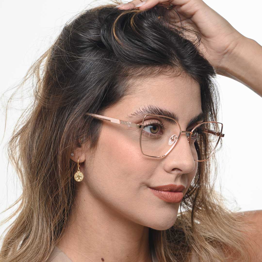 Armação de Óculos Gatinho Clip'on Feminino Lúmina Nude 