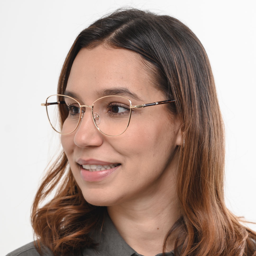 Óculos Clipon Gatinho Feminino Loreen Dourado