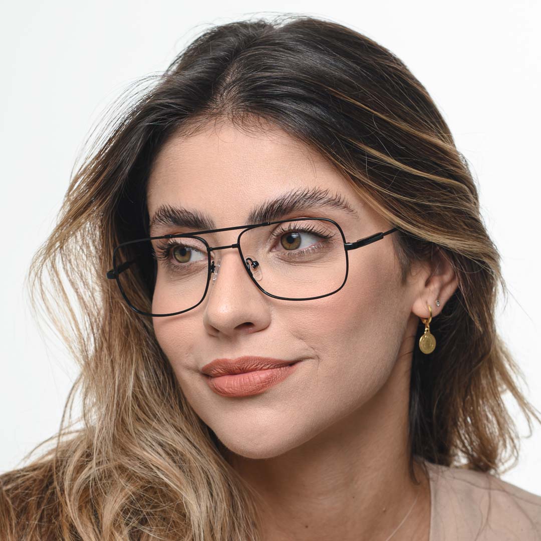Armação de Óculos Aviador Feminino Skye Preto 