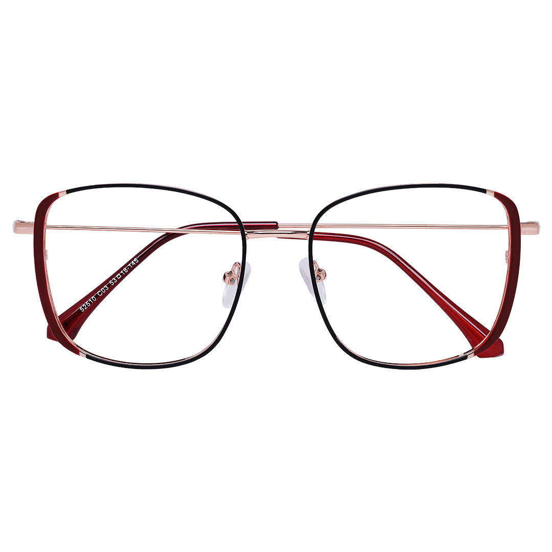 Óculos Quadrado Feminino Preto e Vermelho 1856 