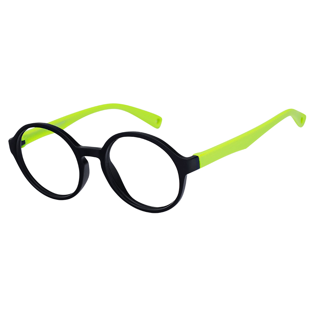 Óculos redondo para criança preto/verde 4-8 anos 1526