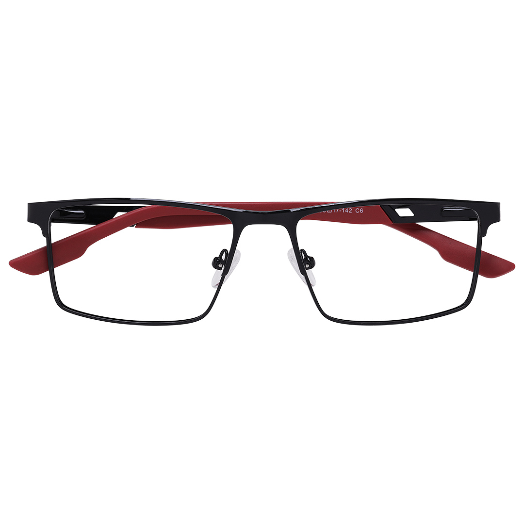 Óculos Masculino Retangular Preto vermelho 1621 Isabela Dias