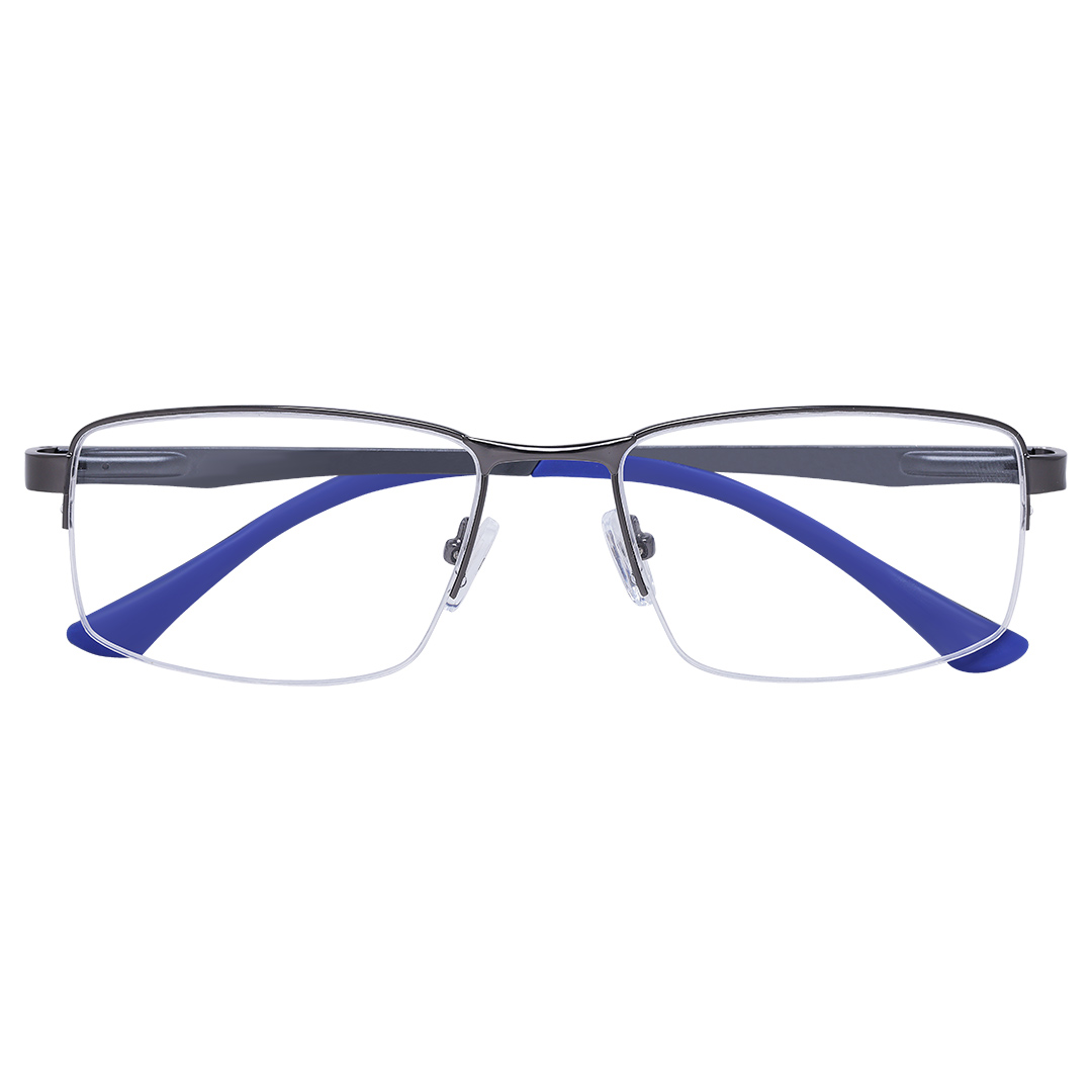 Óculos Retangular Masculino Fio de Nylon Chumbo Azul 1760