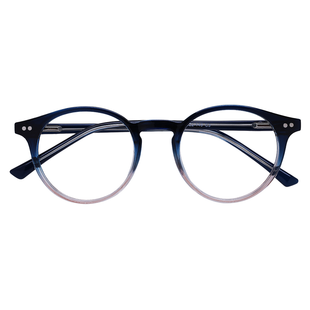 Óculos Redondo Masculino Clip-on Azul 1810