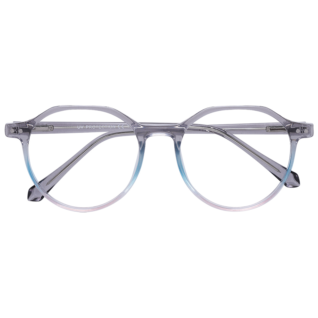 Óculos Feminino Redondo Transparente Azul 1814