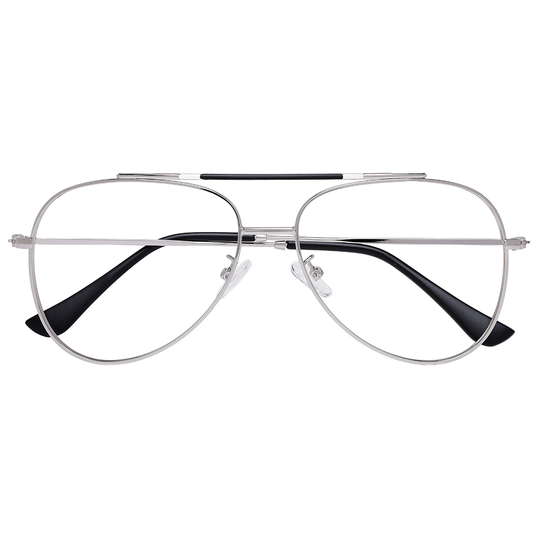 Óculos Aviador Masculino Prata Preto1808