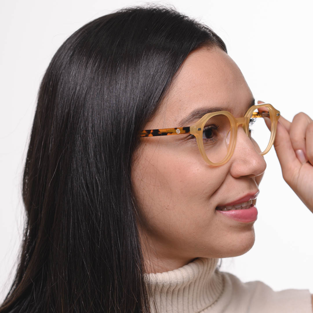 Armação de Óculos Redondo Feminino Amarelo 2187