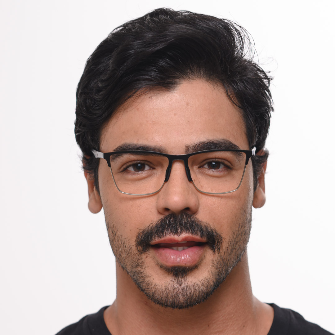 Armação de Óculos Retangular Masculino 2212 Preto
