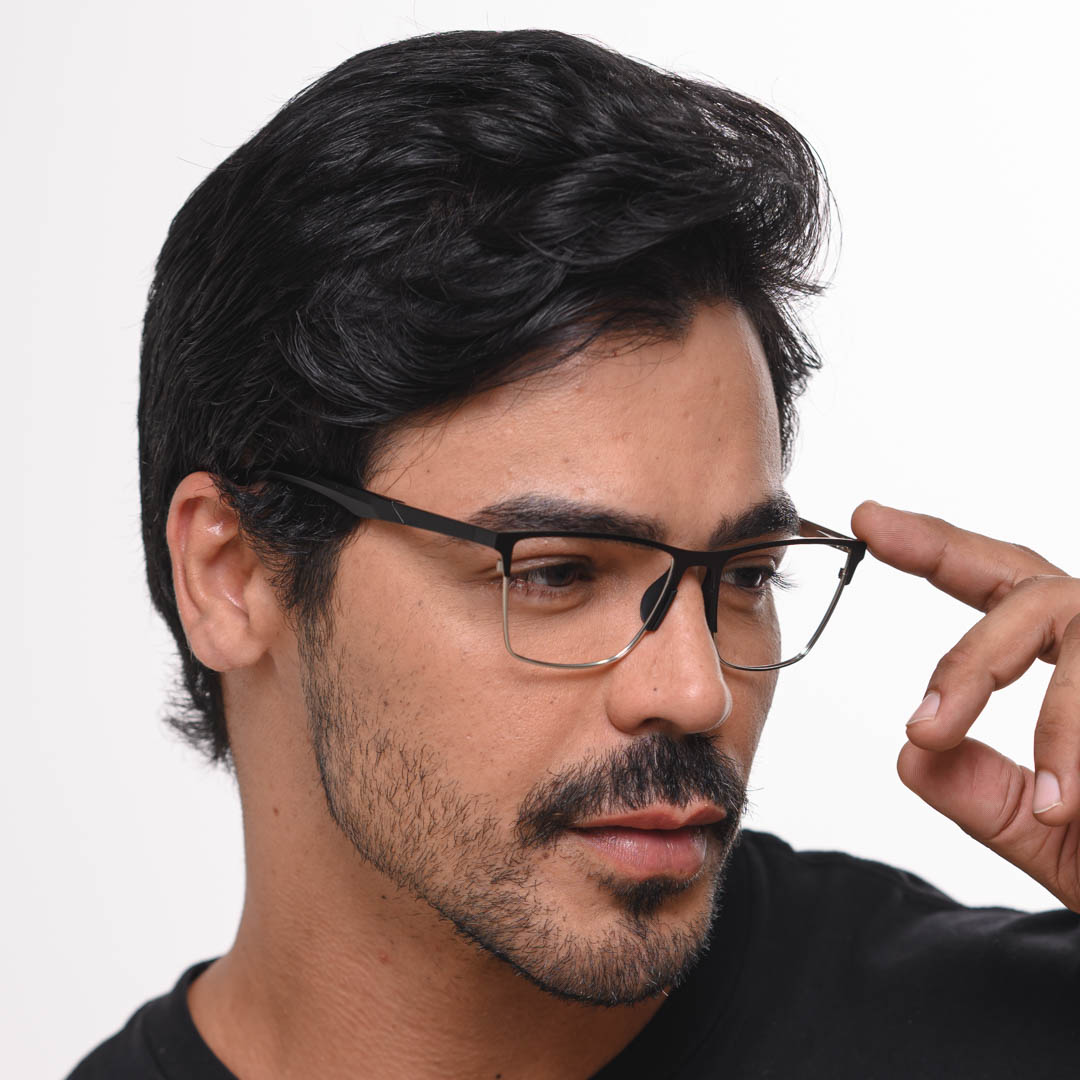 Armação de Óculos Retangular Masculino 2212 Preto