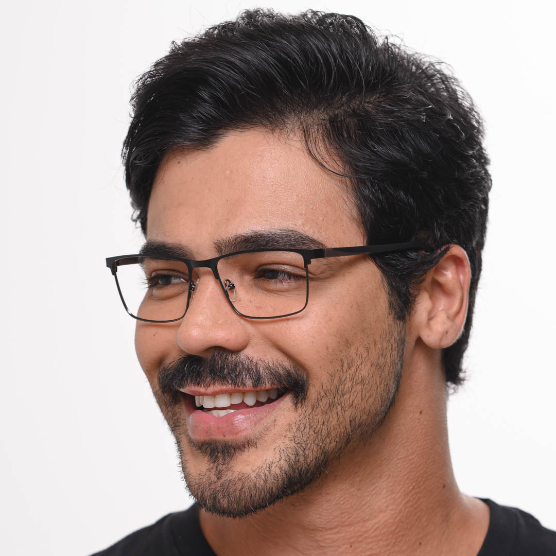 Armação de Óculos Retangular Masculino 2207 Preto